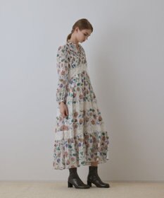 GRACE CONTINENTAL サラサプリントティアードワンピース