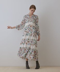 GRACE CONTINENTAL サラサプリントティアードワンピース