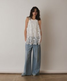 GRACE CONTINENTAL フラワーレースキャミソール ホワイト