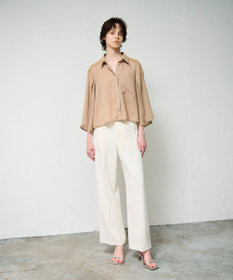 GRACE CONTINENTAL シアーポンチョシャツ キャメル