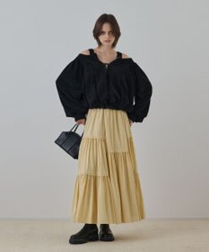 GRACE CONTINENTAL バルーンモールカットカーディガン ブラック