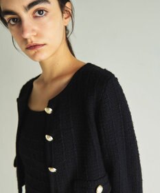 GRACE CONTINENTAL ツイードショートニットカーディガン