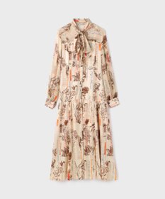 GRACE CONTINENTAL ロゴフラワ－プリントボウタイワンピース