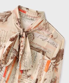 GRACE CONTINENTAL ロゴフラワ－プリントボウタイワンピース