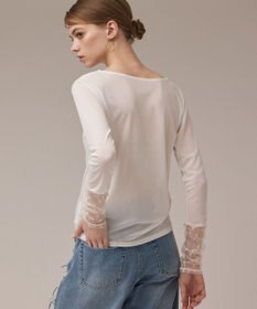 GRACE CONTINENTAL アセテートシアーカットトップ ホワイト