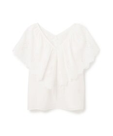 GRACE CONTINENTAL 刺繍ラッフルカラーノースリーブ トップ
