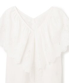 GRACE CONTINENTAL 刺繍ラッフルカラーノースリーブ トップ