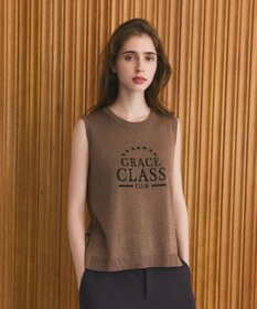 GRACE CONTINENTAL ラメジャガードノースリーブ ブラウン
