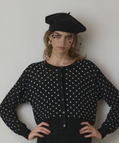 GRACE CONTINENTAL ドットフロッキーニットカーディガン