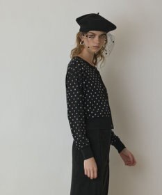 GRACE CONTINENTAL ドットフロッキーニットカーディガン