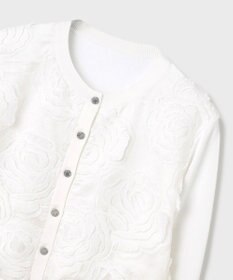 グレースコンチネンタル GRACE CONTINENTAL 25SS ローズ刺繍ニットカーディガン 長袖 薄手 36 白 /NR ■OS レディース ローズ刺繍ニットカーディガン / GRACE CONTINENTAL | GRACE