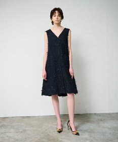 GRACE CONTINENTAL リボンヤーンジレドレス ブラック