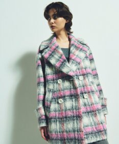 GRACE CONTINENTAL シャギーチェックピーコート