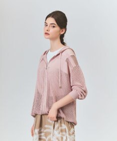 GRACE CONTINENTAL ボーダーメッシュフーディ