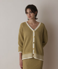 GRACE CONTINENTAL メッシュラインニットカーディガン