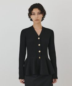 GRACE CONTINENTAL ペプラムリブニットカーディガン