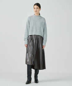 GRACE CONTINENTAL ラメフェザーニットトップ シルバー