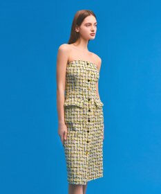 GRACE CONTINENTAL チュールヤーンツイードワンピース