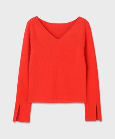 GRACE CONTINENTAL リブVネックニットトップ