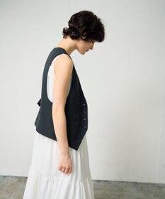 GRACE CONTINENTAL リネン混ツイルジレ