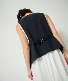 GRACE CONTINENTAL リネン混ツイルジレ