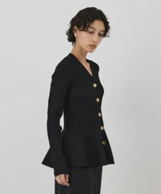 GRACE CONTINENTAL ペプラムリブニットカーディガン