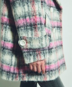 GRACE CONTINENTAL シャギーチェックピーコート