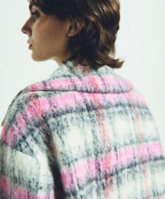 GRACE CONTINENTAL シャギーチェックピーコート