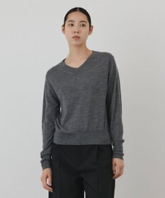 GRACE CONTINENTAL バイカラーウールニットトップ グレー