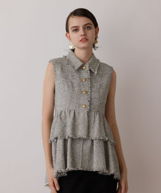 GRACE CONTINENTAL ツイードフリンジジレ