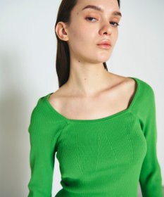 GRACE CONTINENTAL リブスクエアニットトップ