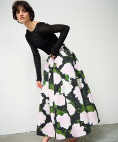 GRACE CONTINENTAL グログランボタニカルスカート