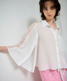 GRACE CONTINENTAL シアーポンチョシャツ ホワイト