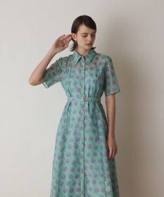 GRACE CONTINENTAL ドローイングプリントワンピース グリーン