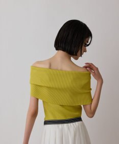GRACE CONTINENTAL オフショルリブニットトップ