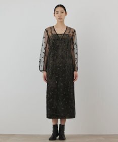 GRACE CONTINENTAL 刺繍レイヤードベロアワンピース