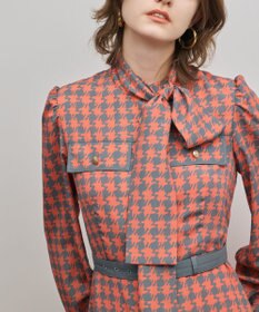 GRACE CONTINENTAL バイカラーチェックプリントワンピース