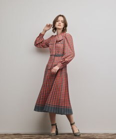 GRACE CONTINENTAL バイカラーチェックプリントワンピース