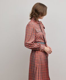 GRACE CONTINENTAL バイカラーチェックプリントワンピース