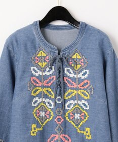 美品　グレースコンチネンタル　カフタンデニムワンピース　36 刺繍 A子様 グレースコンチネンタル カフタンデニムワンピース 刺繍