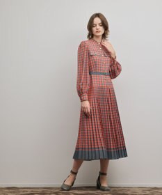 GRACE CONTINENTAL バイカラーチェックプリントワンピース