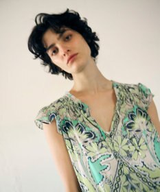 GRACE CONTINENTAL シフォンプリントティアードワンピース