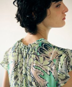 GRACE CONTINENTAL シフォンプリントティアードワンピース