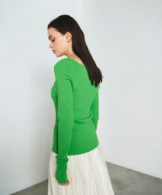 GRACE CONTINENTAL リブスクエアニットトップ