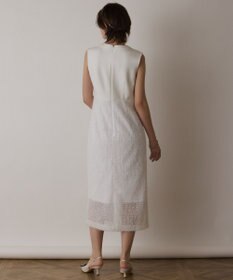 GRACE CONTINENTAL フェザー刺繍コンビワンピース