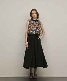 GRACE CONTINENTAL フラワープリントニットトップ ブラック