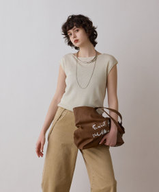 GRACE CONTINENTAL ロゴレザートート ブラウン