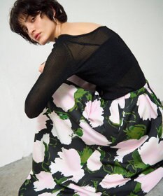 GRACE CONTINENTAL グログランボタニカルスカート