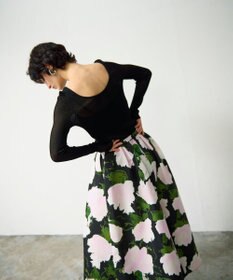 GRACE CONTINENTAL グログランボタニカルスカート