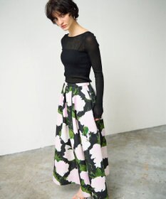 GRACE CONTINENTAL グログランボタニカルスカート